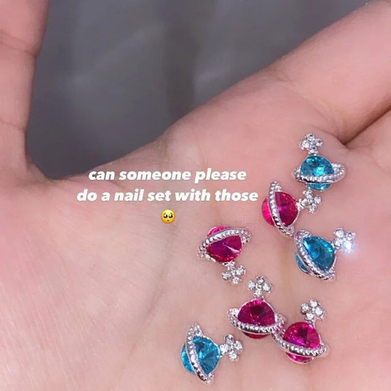 

2022 Full New Nail Charms 5Colors Happy Planet Nail Art Crystals Jewelry Rhinestone Gems Manicure Tips Accessories Charms 10pcs#