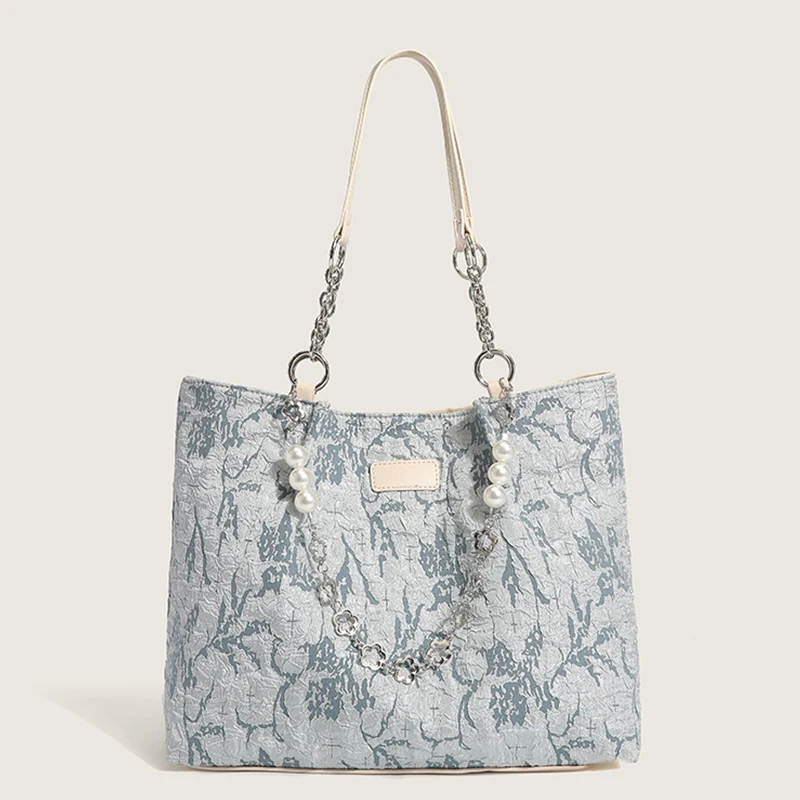 

2022New Trend Women's Fashion All-match Large-capacity Jacquard Aesthetic Luxury Popular Tote Reusable Shopping Handbags Student
