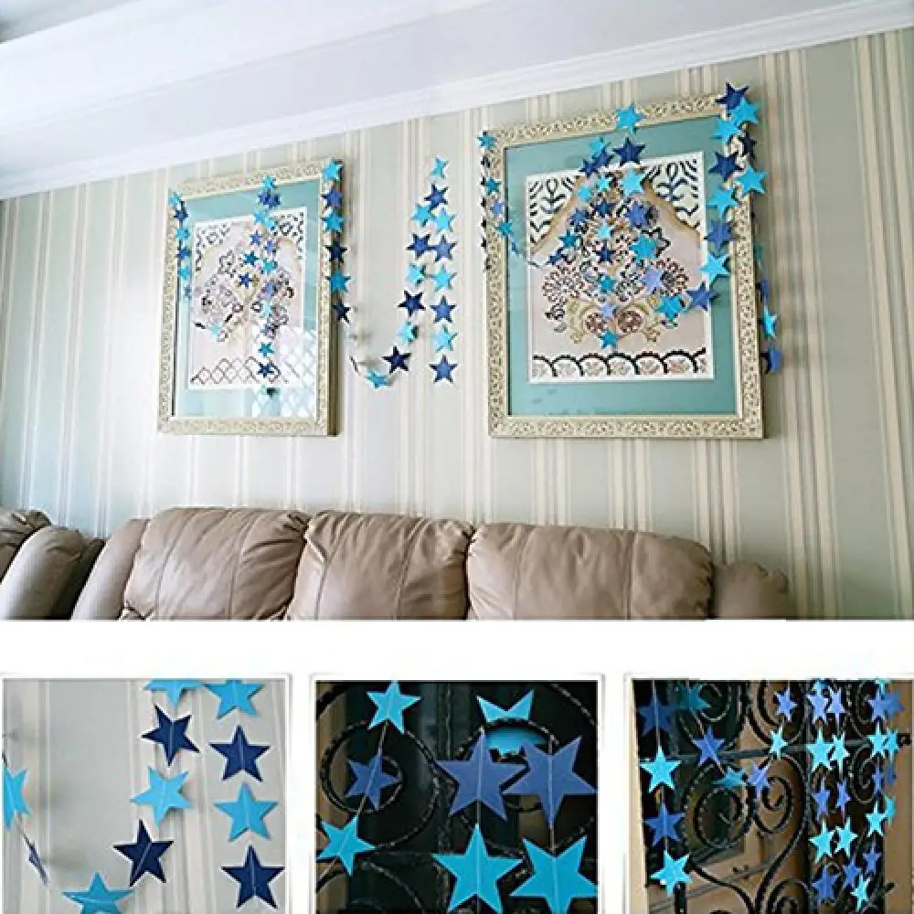 

4m Long Star String Paper Garland for Wedding Birthday Party Baby Shower Decor