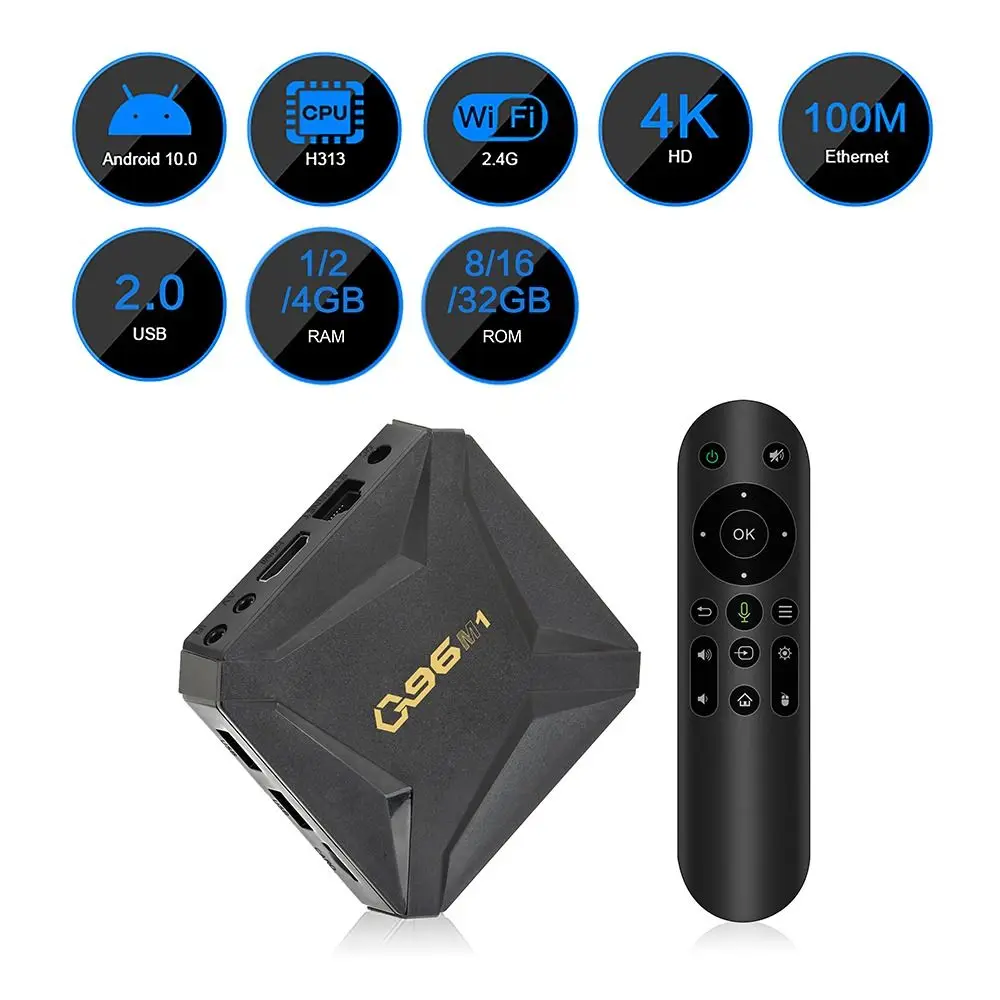 

ТВ-приставка Q96 M1, 4K, H.265, 4 + 32 ГБ, Android 10