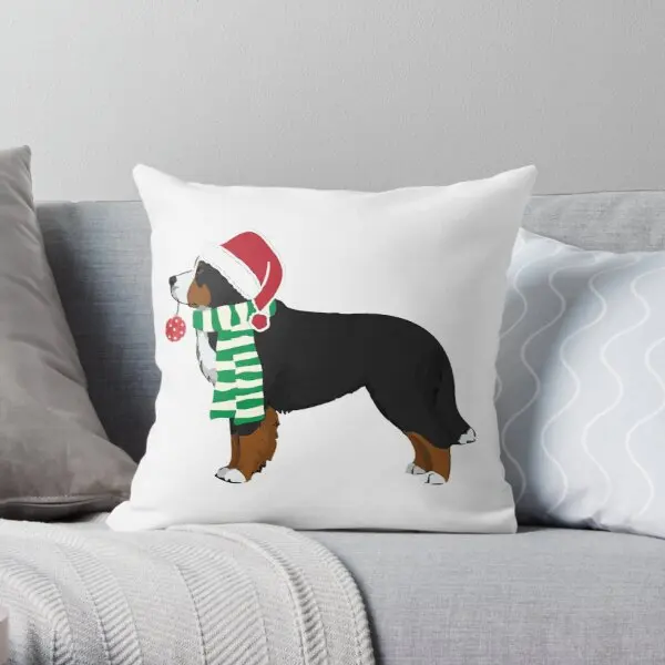 

Bernese Mountain Dog Holiday Christmas Printing Throw Pillow Cover Square Home Waist Bedroom Bed Fashion Pillows not include