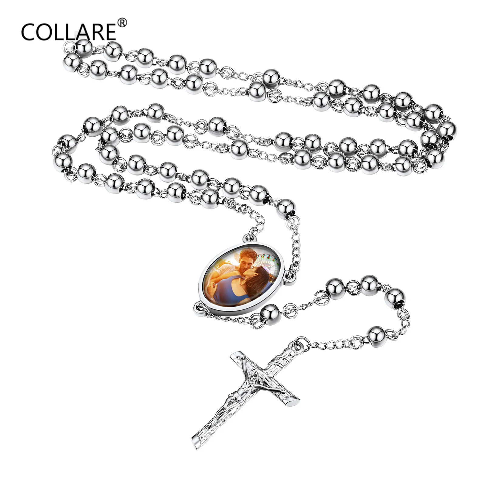 Памятная фотография Женская католическая четки бисер медаль и крест Y ожерелье