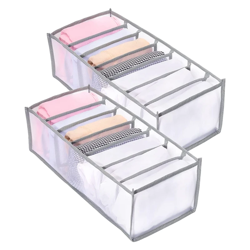 

2 Pcs Wardrobe Clothes Organizer,Washable Clothes Organizer For Folded Clothes,Mesh Clothes Storage Organizer