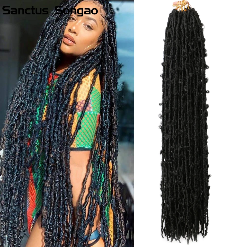 

Butterfly Locs Braids Hair 18 24 36 Inch Distressed Faux Locks Crochet Hair Pre-looped Synthetic Braiding Hair For Black Women