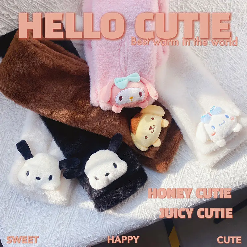 

Cute Hello Kitty Pochacco Cinnamoroll My melody scarf, furry, thickened, warm, soft and skin-friendly, children and adults scarf