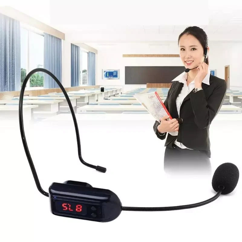 

Portable Radio FM Wireless Headset Microphone Handsfree Megaphone Mic for Teaching Tour Guide Sales Promotion Lectures Meetings