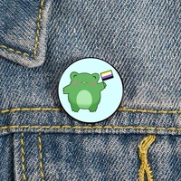 non binary pride frog pin custom brooches shirt lapel teacher tote bag backpacks badge cartoon gift brooches pins for women