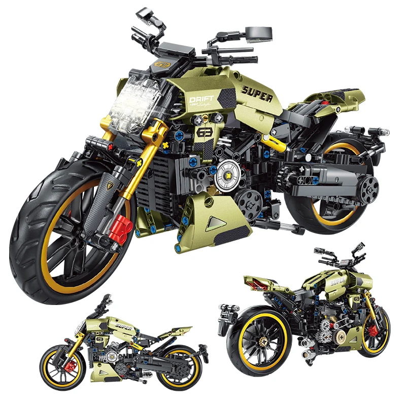 

City High-tech Motorcycle Car Toys Building Block DIY Famous Motorbike Vehicle Assembly Brick Educational Set For Children Gifts
