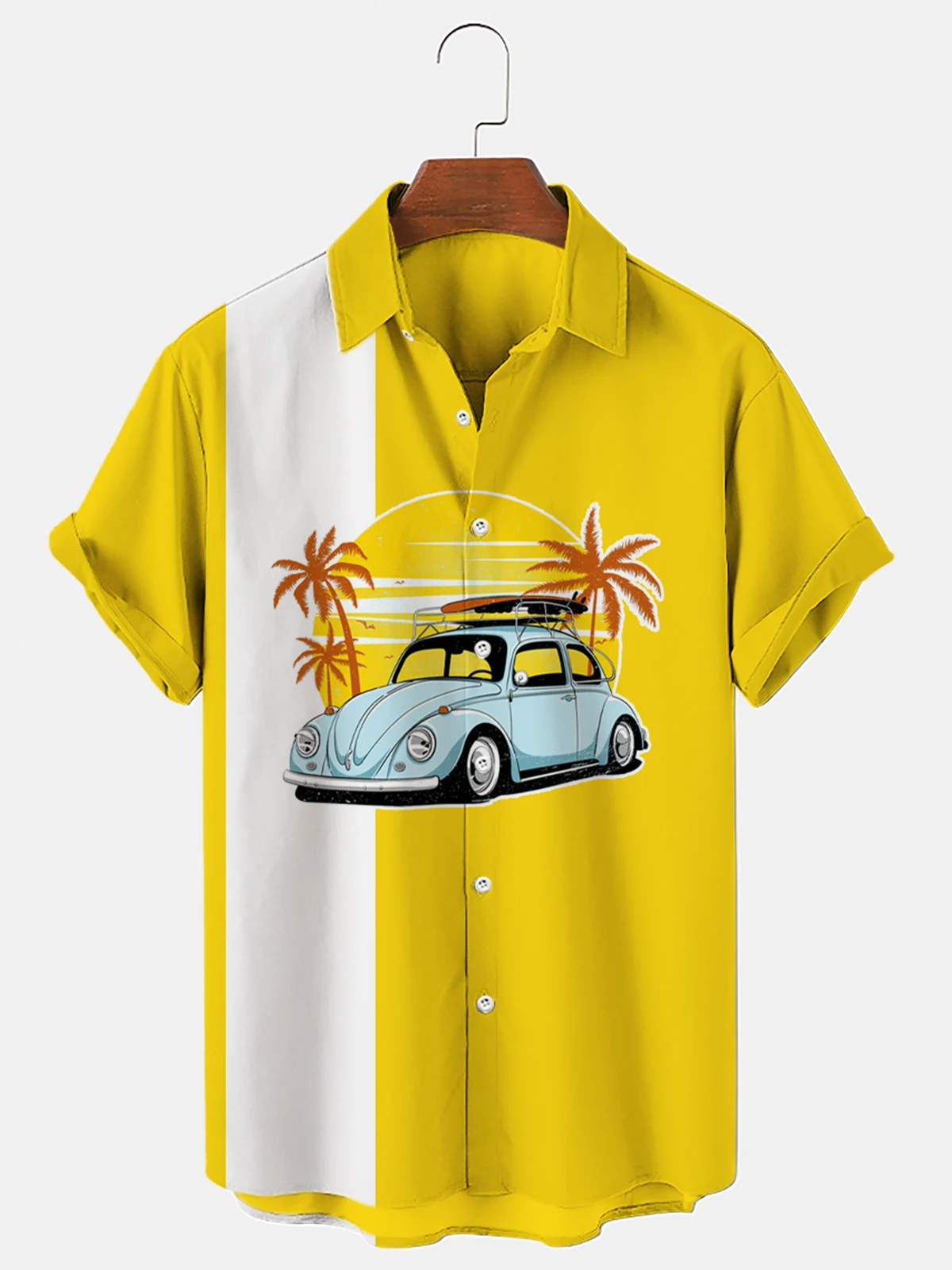 

Гавайская рубашка с коротким рукавом 2022, Мужская разноцветная полосатая Кокосовая Свободная Повседневная хлопковая пляжная рубашка на пуг...