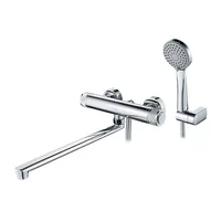 Bathroom Bathtub Faucet With Hand Rotary Switch Hot and Cold Water Mixer Taps Wall-mounted Long Spout Faucets L2276