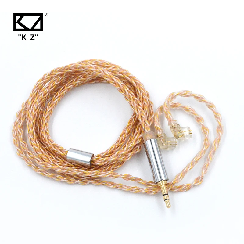Кабель для наушников KZ ZEX Pro/CRA/ZS10 Pro/EDX 8 нитей золотистый серебристый и медный куб