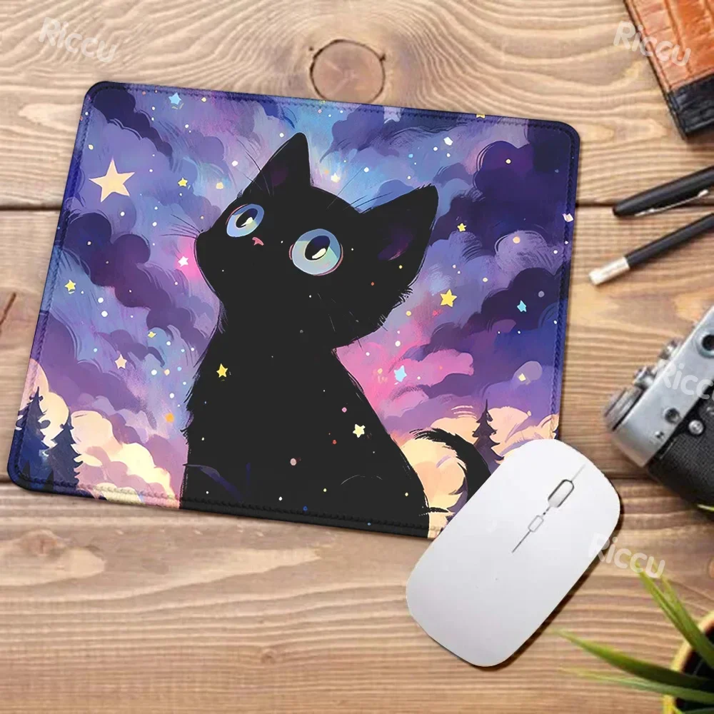 Cute Starry Sky Cat Mousepad Computer Small Teclado Rug Table Keyboard Desk Mat Laptop Nonslip Cushion Gaming Accessories Office