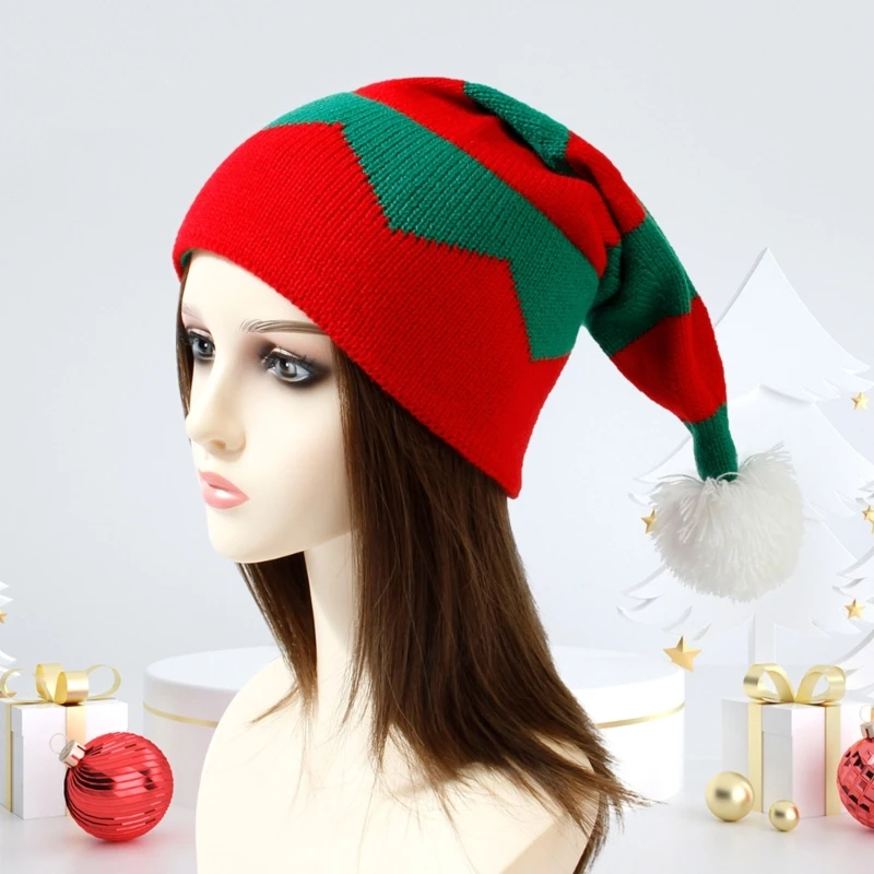 

40GC Parent-kids Christmas Beanie Winter Knitted Santa Hat for Adult Children Cosplay