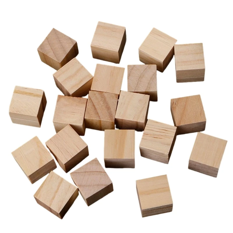 

10/25/25mm Wooden Square Blocks Mini Cubes Embellishment for Woodwork Craft DIY Drop ship