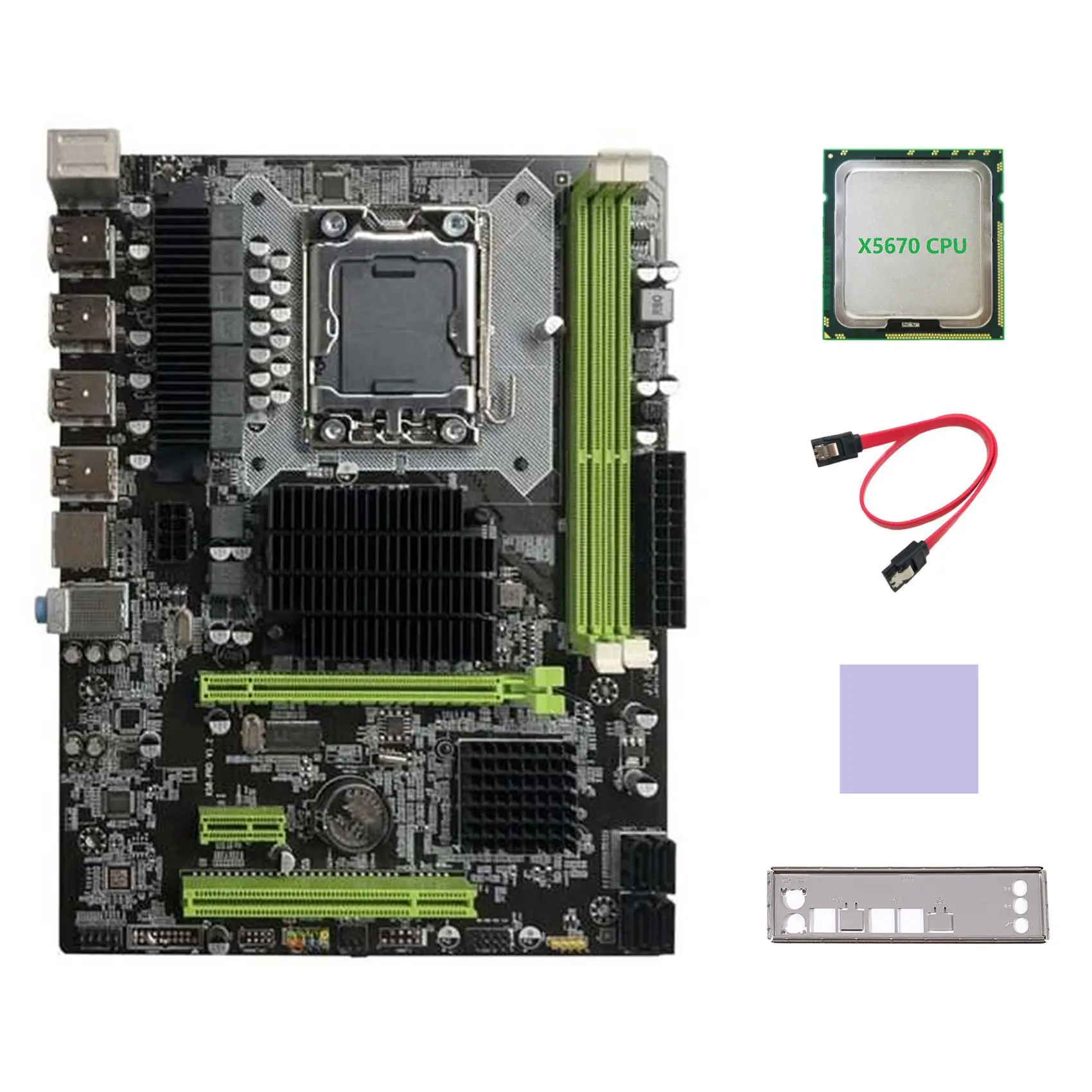 

Материнская плата X58, материнская плата LGA1366, поддержка процессора серии XEON X5650 X5670 с процессором X5670 + кабель SATA + термоподушка