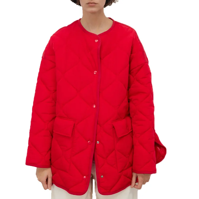 

Куртка-бомбер женская с карманами, модная красная верхняя одежда, Топ с длинным рукавом, элегантная верхняя одежда, уличная одежда