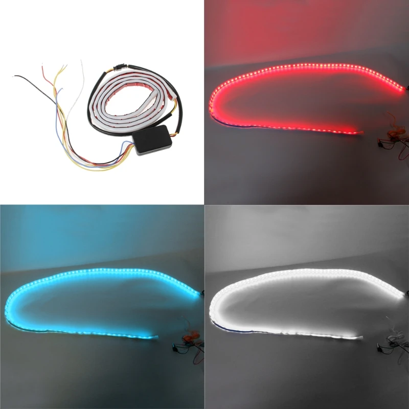 

Blue red white Yellow LED Strip Tail Streamer Brake Turn Signal Warning lighting
