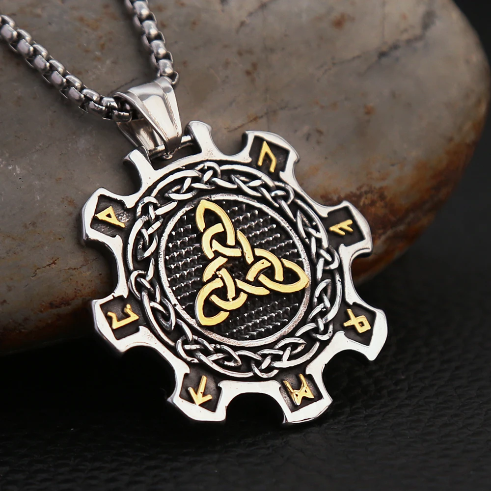 

Vintage Nordic Valknut Necklace For Men Stainless Steel Viking Rune Pendant Biker Fashion Amulet Jewelry Gifts Dropshipping