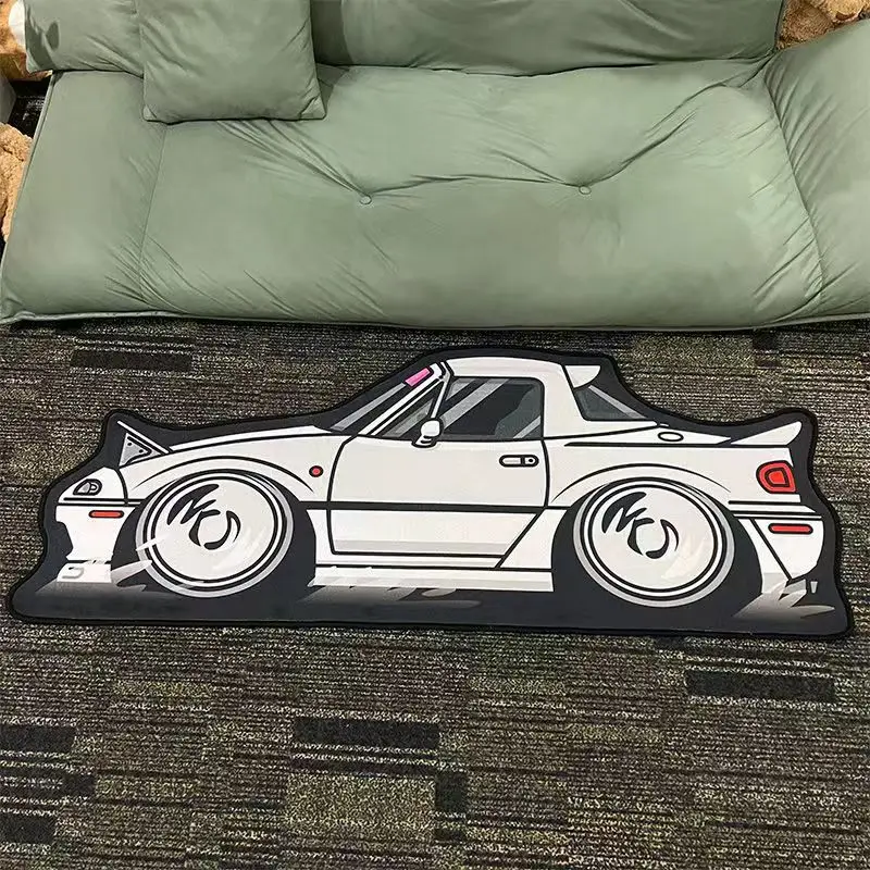 

Cool 135cm Car Shape Rug Flocking Plush Kids Bedside Carpet Anti-Slip Super Absorbent Bath Mat Home Decor Irregular Floor Mats