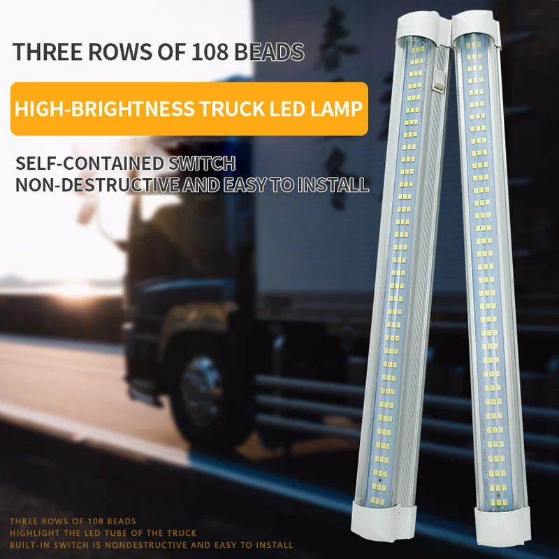 

12-80V Truck Reading Light 108 COB LED Lamp Beads High Bright Van Ceiling Carriage Light Cab Interior Lamp Indoor Light