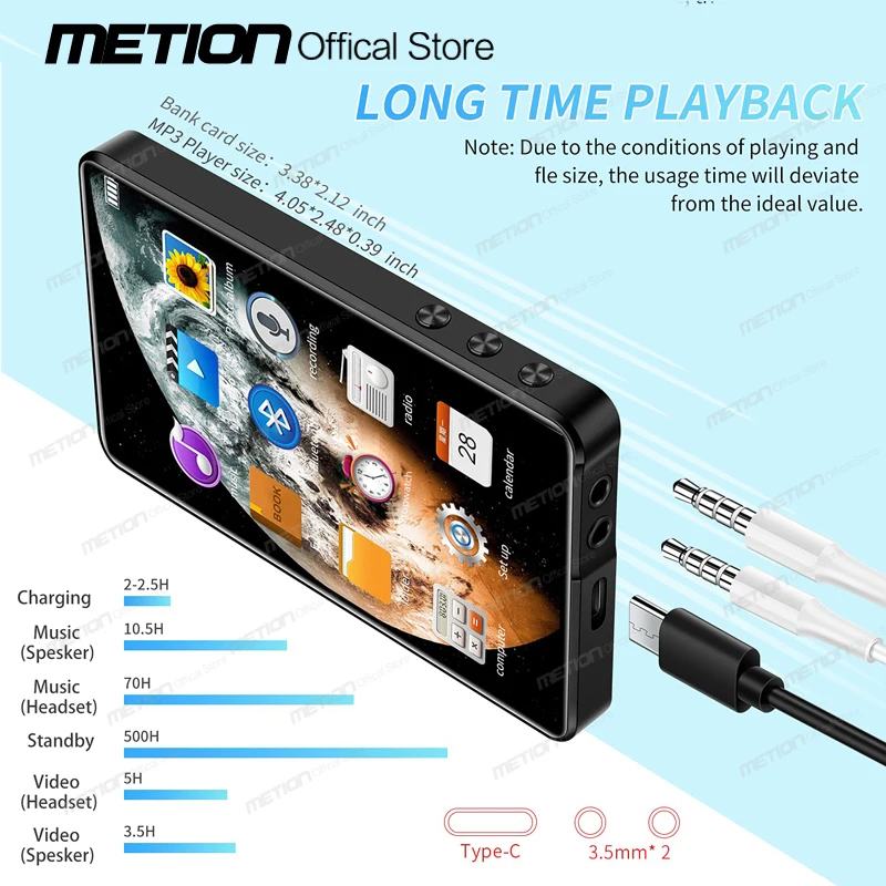 Mp3-плеер с Полноразмерным сенсорным экраном 4 0 дюйма Bluetooth встроенный динамик 16 ГБ