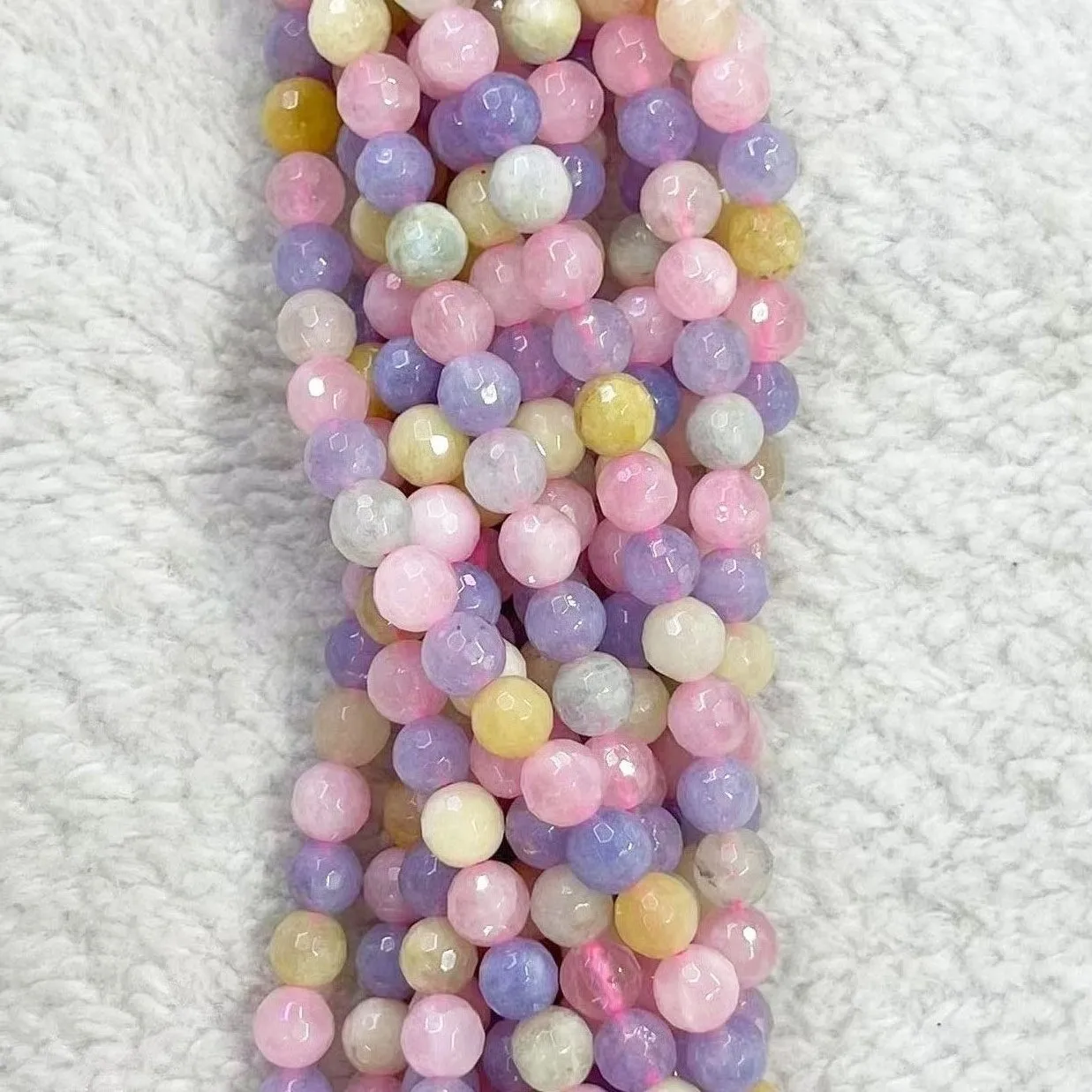 Natural Stone Mix Morganite Color Round Faceted Gem Loose Beads 6MM 8MM 10MM For DIY Necklace Bracelet Fashion Jewelry Making