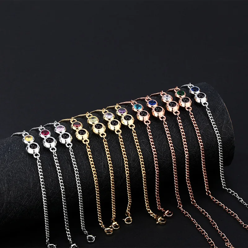 Personalized Custom Photo Projection Bracelet To Lover Unique Birthstone Cuban Chain Women Jewelry Birthday Gifts