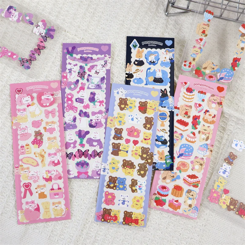 

1pcs Kawaii Laser Sticker Scrapbooking Idol Card DIY Diary Album Collage Material Korean Stationery Decorative Journal Stickers