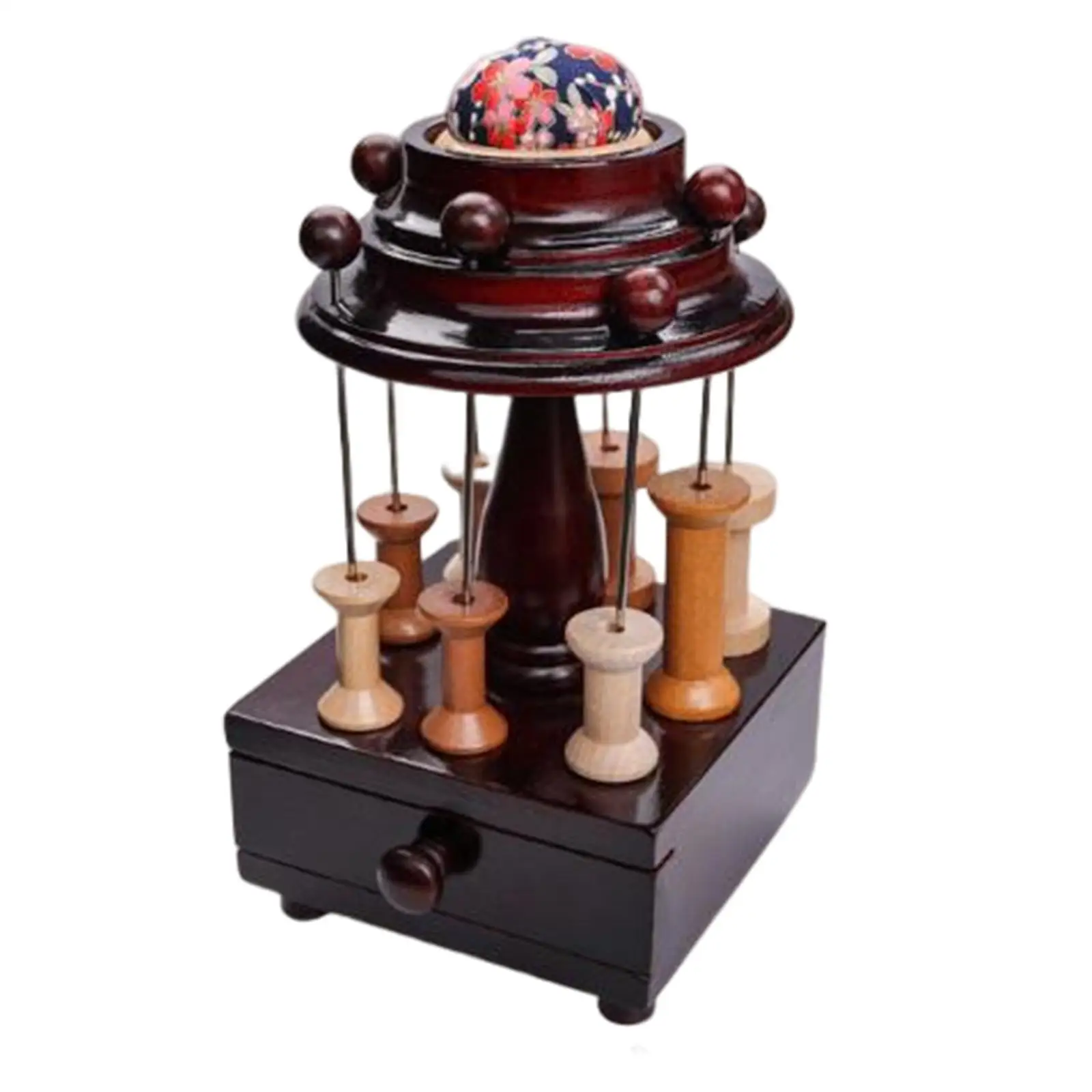 

Деревянный ящик для шитья, шпульки, Настольный ящик для хранения ниток с 1 ящиком, съемный ящик для хранения швейных принадлежностей