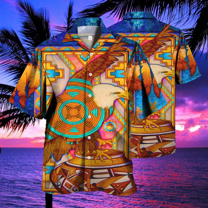 

2022 Summer Owl 3d Printed Hawaiian Shirt Mens Casual Shirt Hip Hop And Harajuku Beach 3d Eagle Print Europe Size 5xl