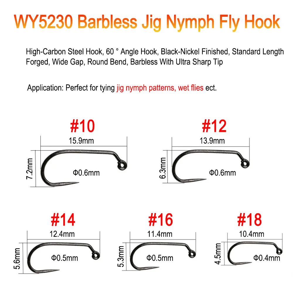 ICERIO 100PCS Classic Barb & Barbless Fishing Fly Hook Dry Fly Wet