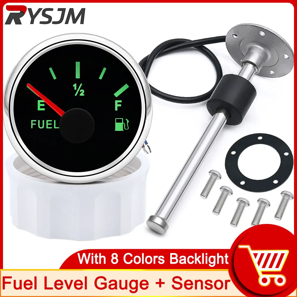 

52 мм датчик уровня топлива 8 цветов с датчиком 100 мм-550 мм датчик уровня топлива из нержавеющей стали 0-190 Ом Аксессуары для автомобильной лодк...