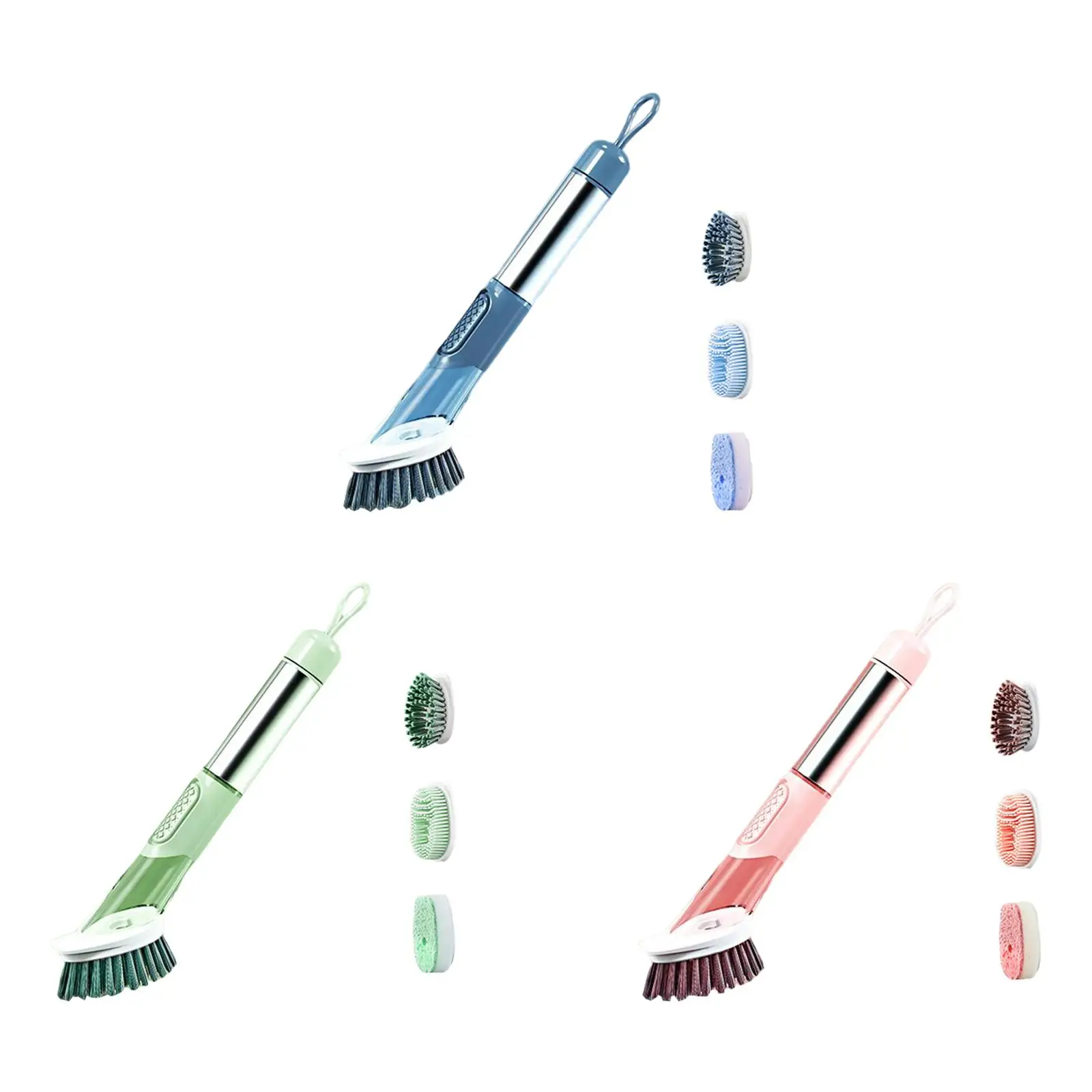 

Dish Brush with Soap Dispenser & 2 Replacement Pan Sink Cleaning