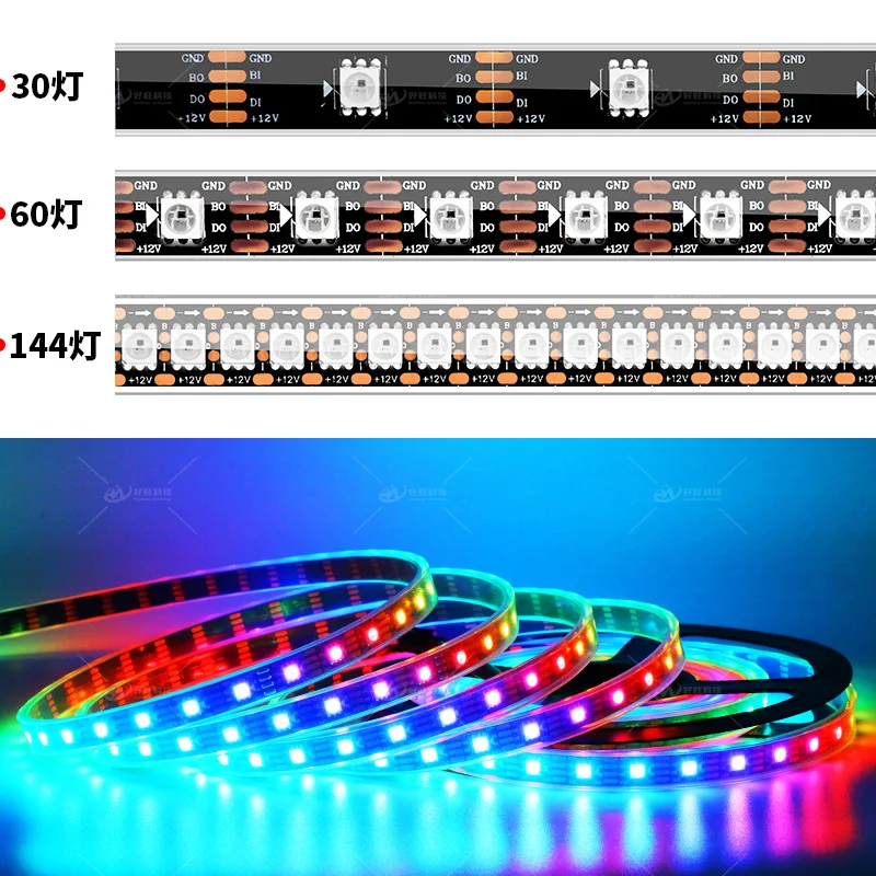 

12V WS2815 Addressable SMD5050 RGB LED Strip pixel full Color Light Tape 30/60/144 leds/m IP30/65/67
