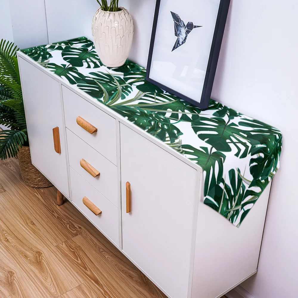 Столик с декором тропического леса Monstera для домашнего оформления, свадебного украшения, бегунок для кухонного стола.
