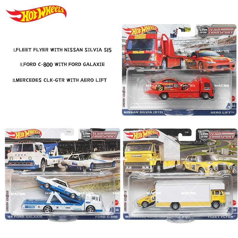 

Original Hot Wheels Premium Car Team Transport Diecast 1/64 Benz Nissan Ford Toyota Vehicle Truck Model Kids Toys for Boys Gift