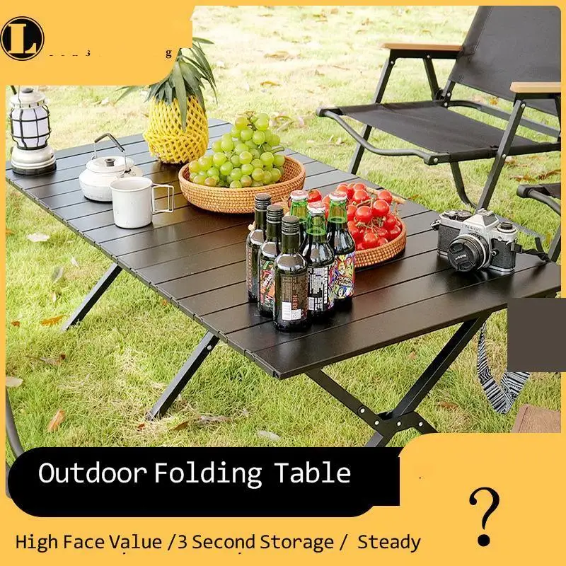 

Outdoor aluminum alloy folding table Chicken rolls table carbon steel camping table chair portable camping table night market