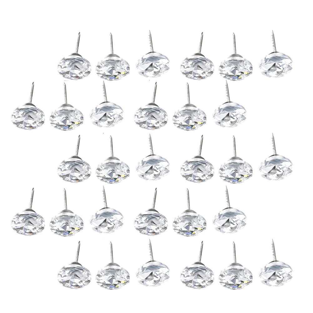 

50 Pcs Sofa Pull Buckle Button Thumb Tacks Crystal Designed Upholstery Supply Pin Headboards Nails Glass Buttons Furniture