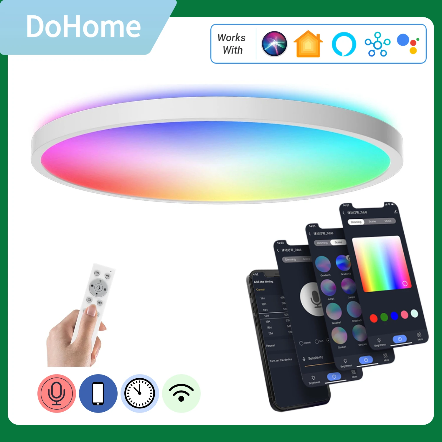 Умный светодиодный круглый потолочный фонарь, 24 Вт, 1920 лм, RGB + CW, с регулируемой яркостью, Wi-Fi, современный потолочный светильник, работает с HomeKit/Alexa/Google Home