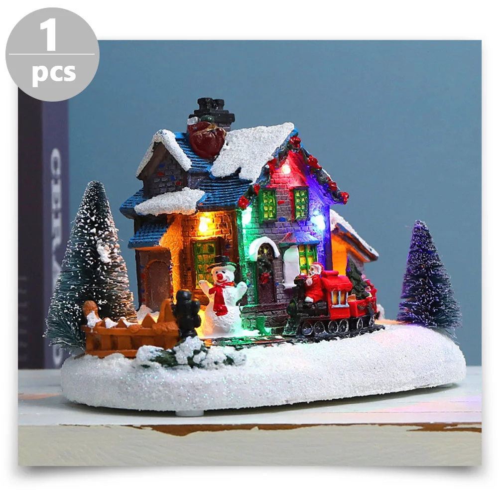 

Crafts Christmas Ornaments Figurines Home Decor Festive House Resin Glowing Light