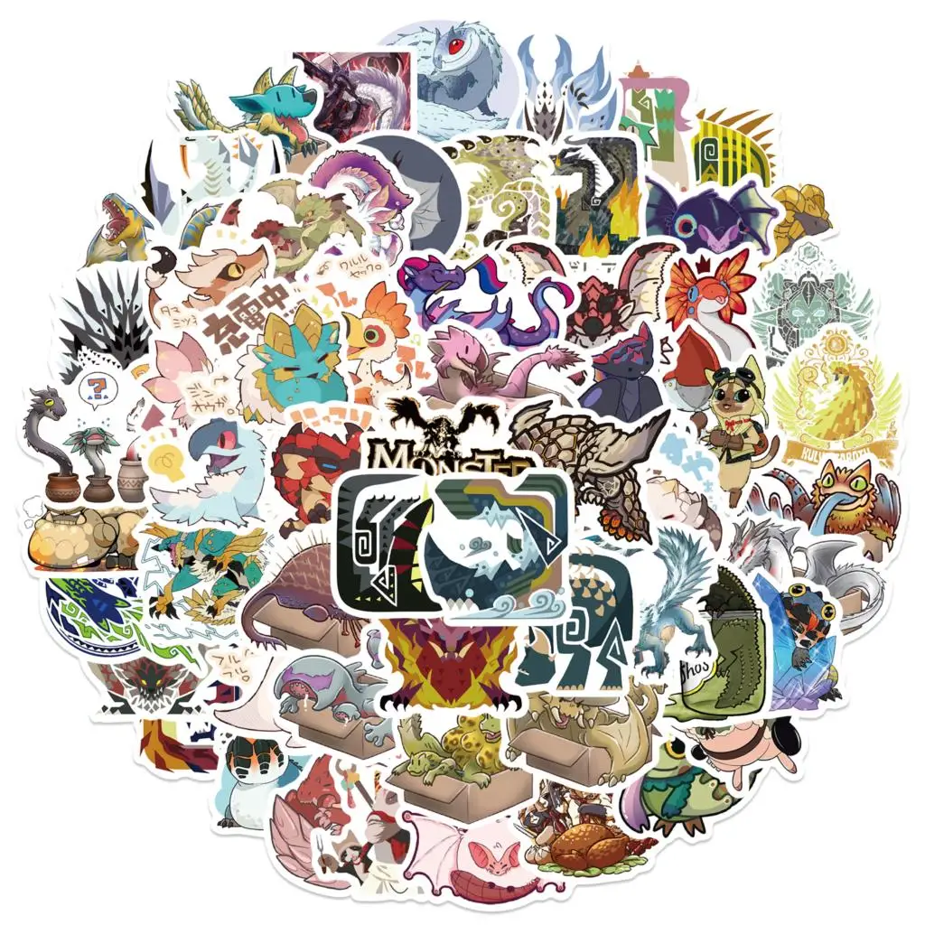 

25/50/114pcs Monster Hunter Hot Game Lable Stickers For Skateboard Gift Bicycle Computer Notebook Car Decal Children's Toys
