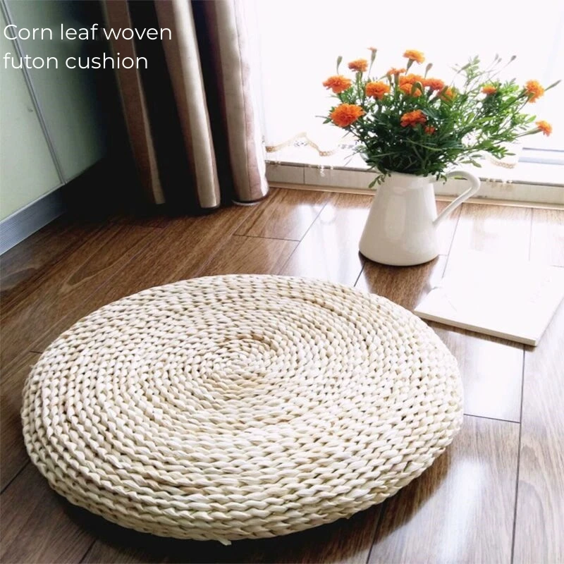 

Futon cushion straw corn husk weaving suitable for floor tatami bay window handmade grass vine meditation grass round mattress