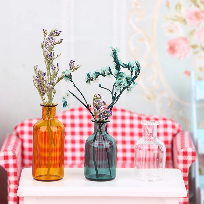 1:12 Миниатюрная ваза для кукольного домика с крышкой из стеклянной бутылки и пробкой.