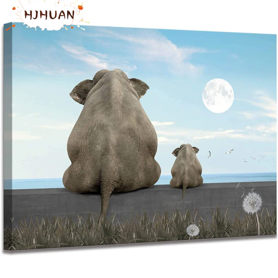 

Алмазная 5D картина «сделай сам» с изображением животных, слона, одуванчика, полноформатные круглые картины, алмазная вышивка крестиком, моз...