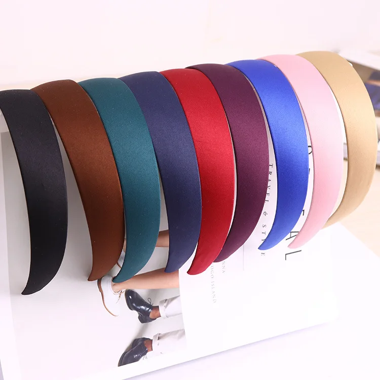 

3cm/1.18in Solid Color Satin Headbands for Women Wide Non-slip Headband Gilrs Colorful Comfortable DIY Hairband Hair Accessories