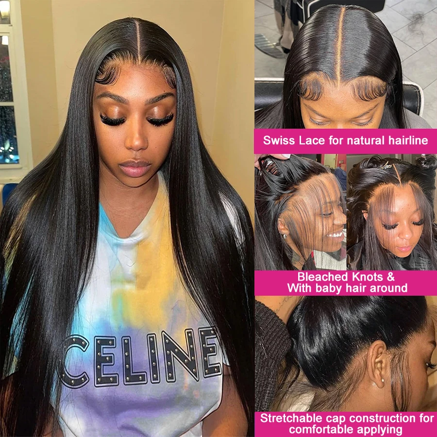 Парик прямой на сетке для чернокожих женщин бразильские волосы 4x4 5x5 с застежкой