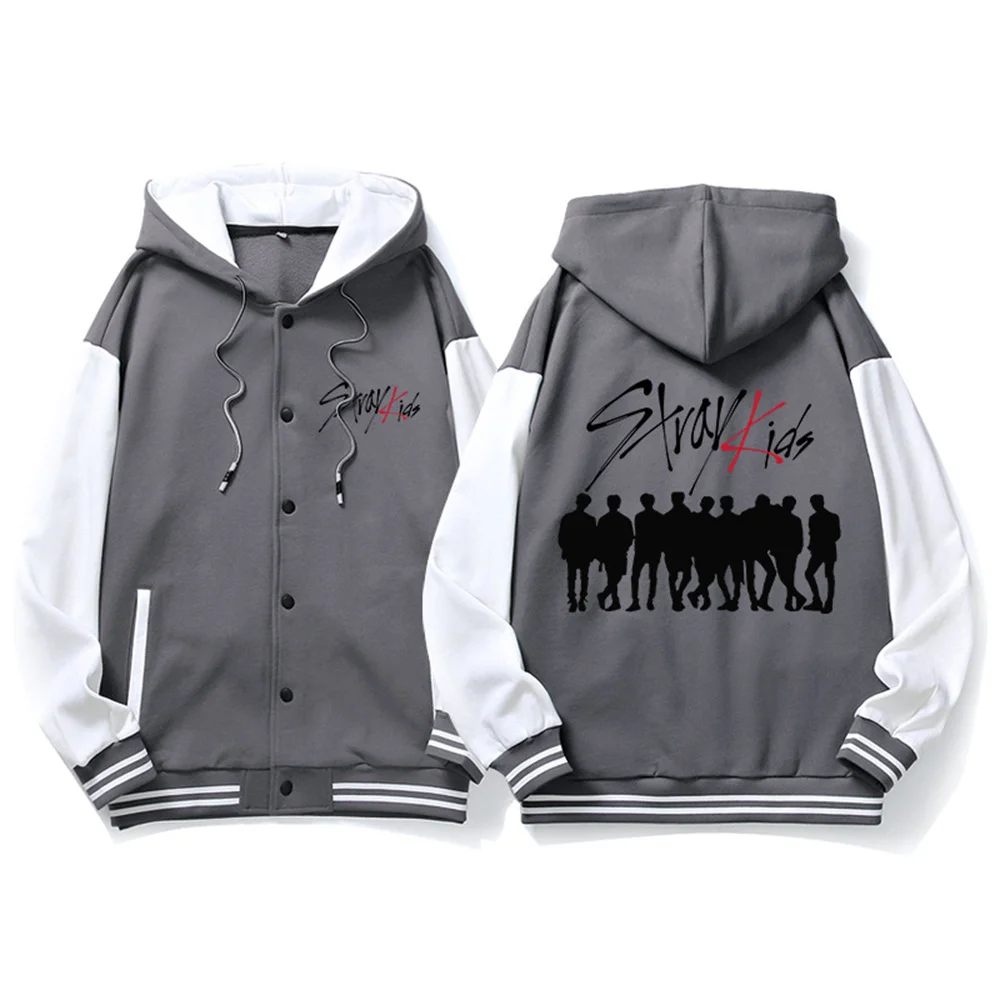 

Бейсбольная куртка Straykids, хлопковая однобортная куртка Феликс сейнмин с капюшоном, осенне-зимняя модная повседневная одежда для мужчин и женщин