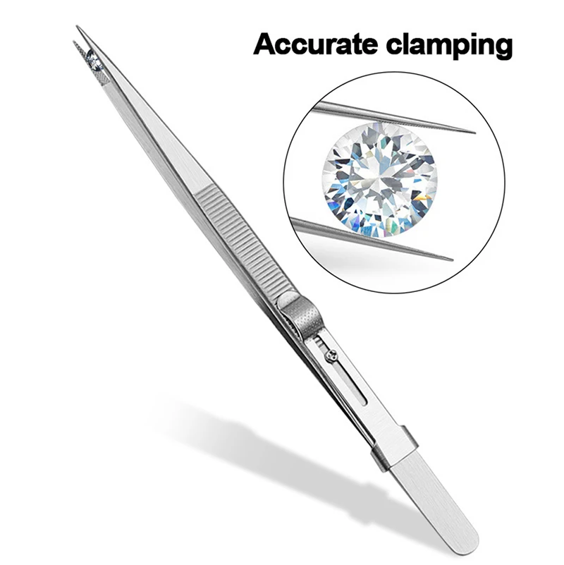 

1PC Jewelry Making Tool Tweezers Concave Groove Diamond Stainless Steel Adjustable Craft Tools for Jeweler ювелирный инструмент