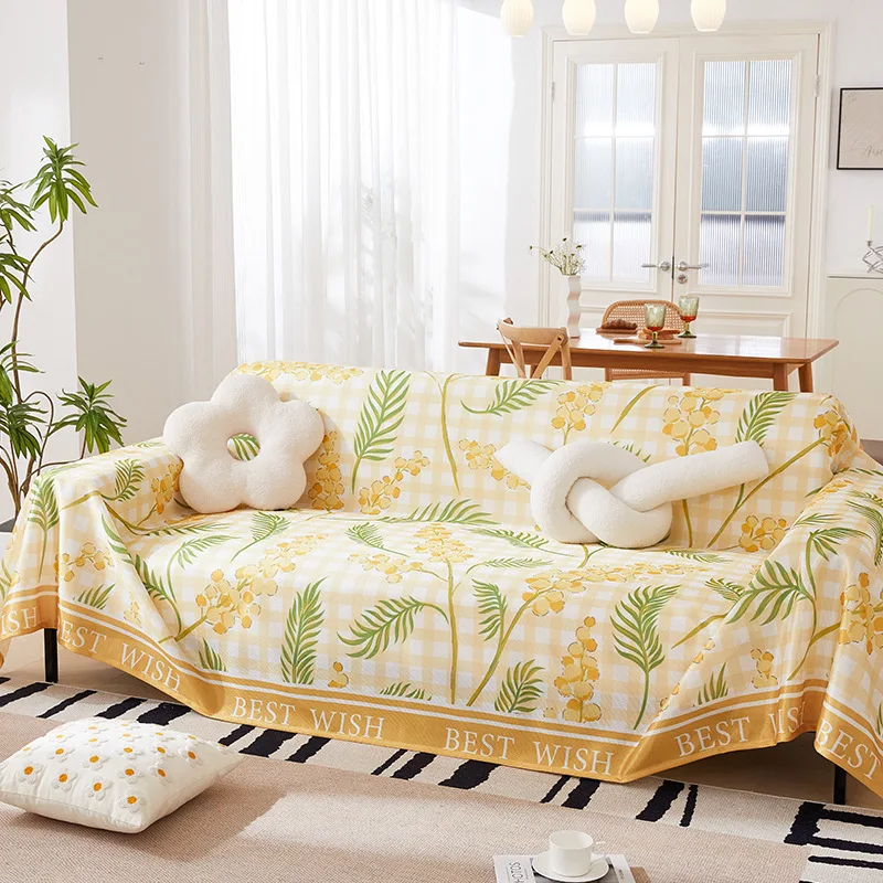Летний противоскользящий чехол для дивана из ледяного шелка маленькое свежее