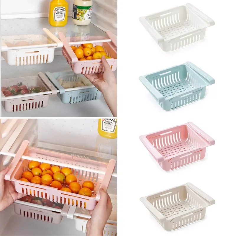 

Refrigerator Storage Box Fridge Plastic Organizer Retractable Drawer Container Shelf Fruit Egg Food Trays Kitchen Accessories